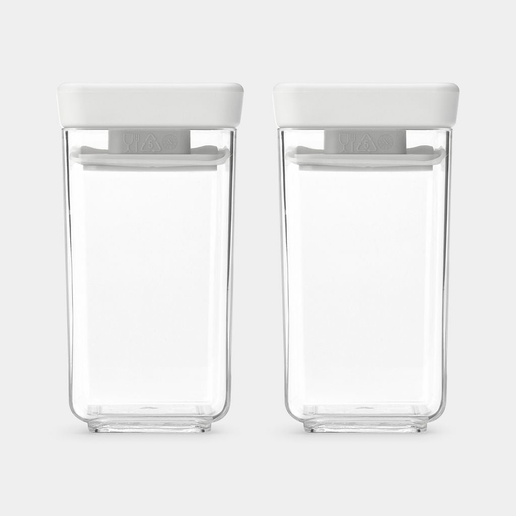 Brabantia Vorratsdose 150 ml, 5,7 × 5,7 × 10,6 cm, Kunststoff, hellgrau/transparent, 2er-Set