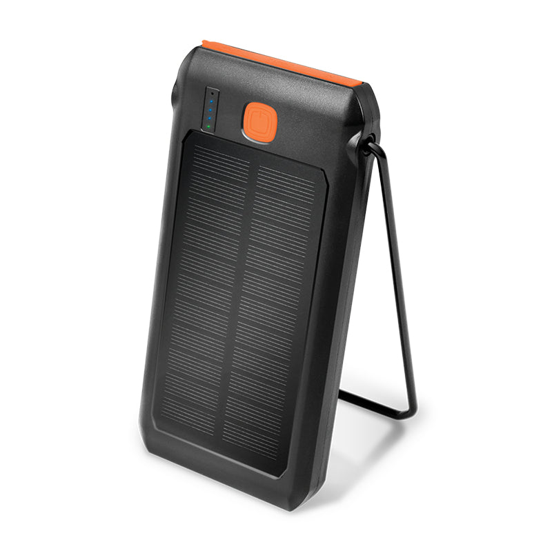 LogiLink Solar-Powerbank 10'000 mAh – 18 W PD, 1× USB-C, 1× USB-A, IP44, Schwarz