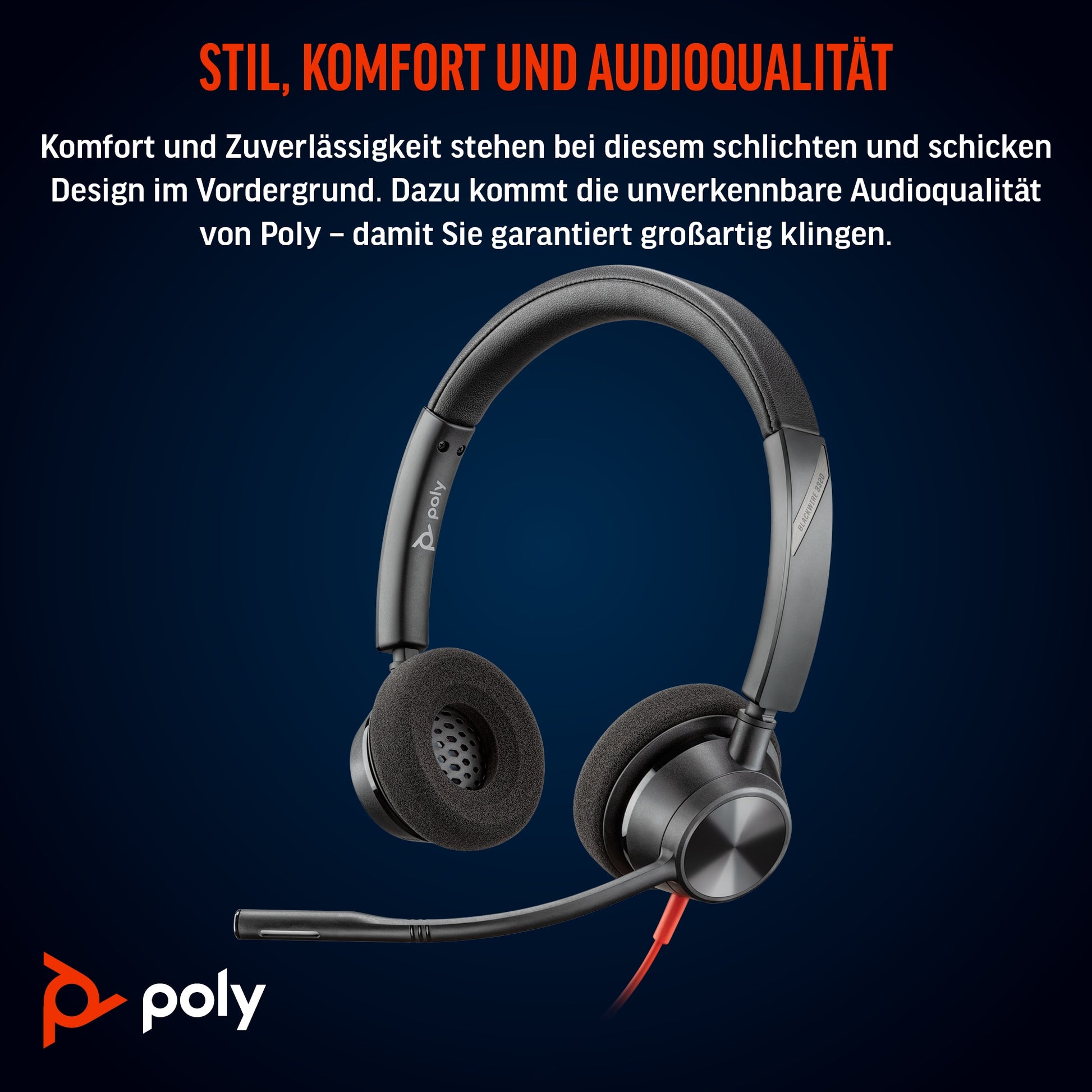 Poly Blackwire 3320 Office-Headset – On-Ear, Stereo, USB-C, Schwarz