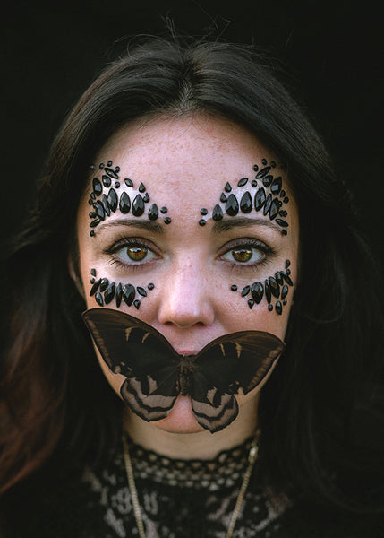 PartyDeco Face Art Sticker Kristalle – Schwarz – 1 Paar – Acryl