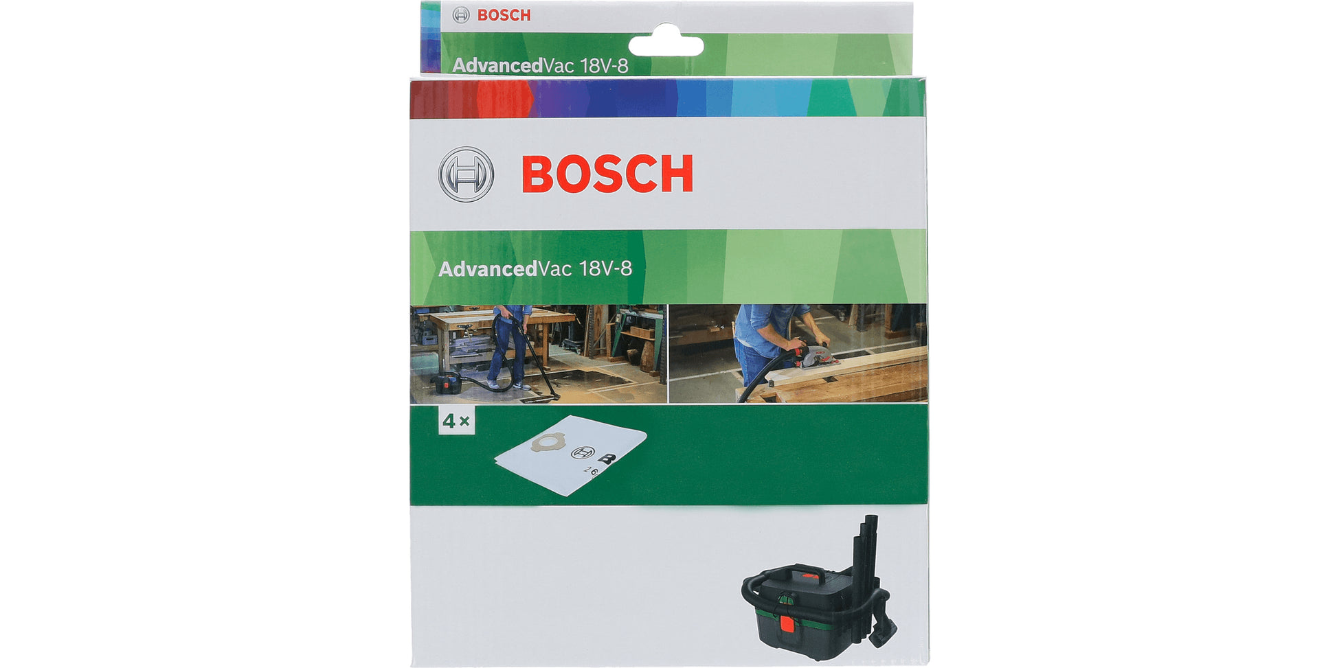 Bosch Staubbeutel – 4 Stück, für Bosch AdvancedVac 18V-8