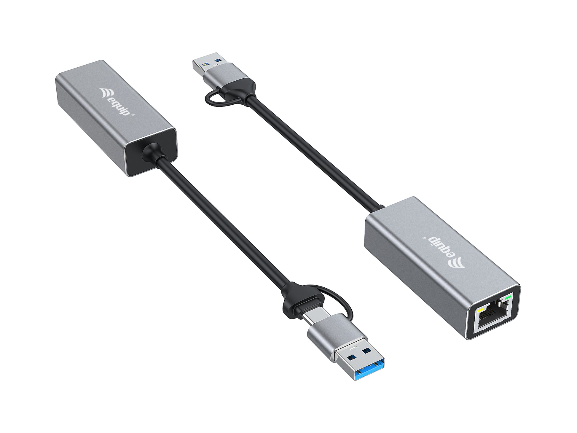 Equip Netzwerkadapter USB-A/USB-C zu RJ-45 – 2,5 Gbit/s, 0,15 m, für PC/Laptop, Windows/Mac/Linux