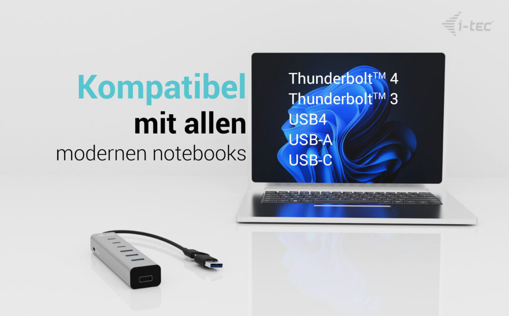 i-tec USB-Hub – USB 3.2 Gen 1, 3× USB-C, 4× USB-A, für Windows/Mac/ChromeOS