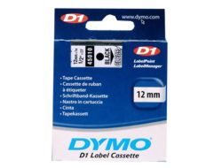 DYMO Schriftband – 12 mm × 7 m, transparent, schwarz – D1-TAPE