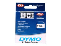 DYMO Schriftband – 9 mm × 7 m, transparent, schwarz – D1-TAPE