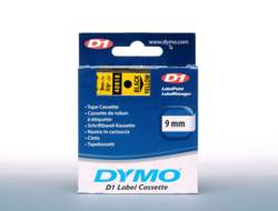 DYMO Schriftband – 9 mm × 7 m, Gelb, Schwarz – D1-TAPE