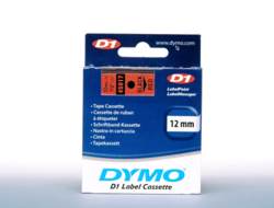 DYMO Schriftband – 12 mm × 7 m, rot, schwarz – D1-TAPE