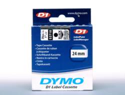 DYMO Schriftband – 24 mm × 7 m, transparent, schwarz – D1-TAPE