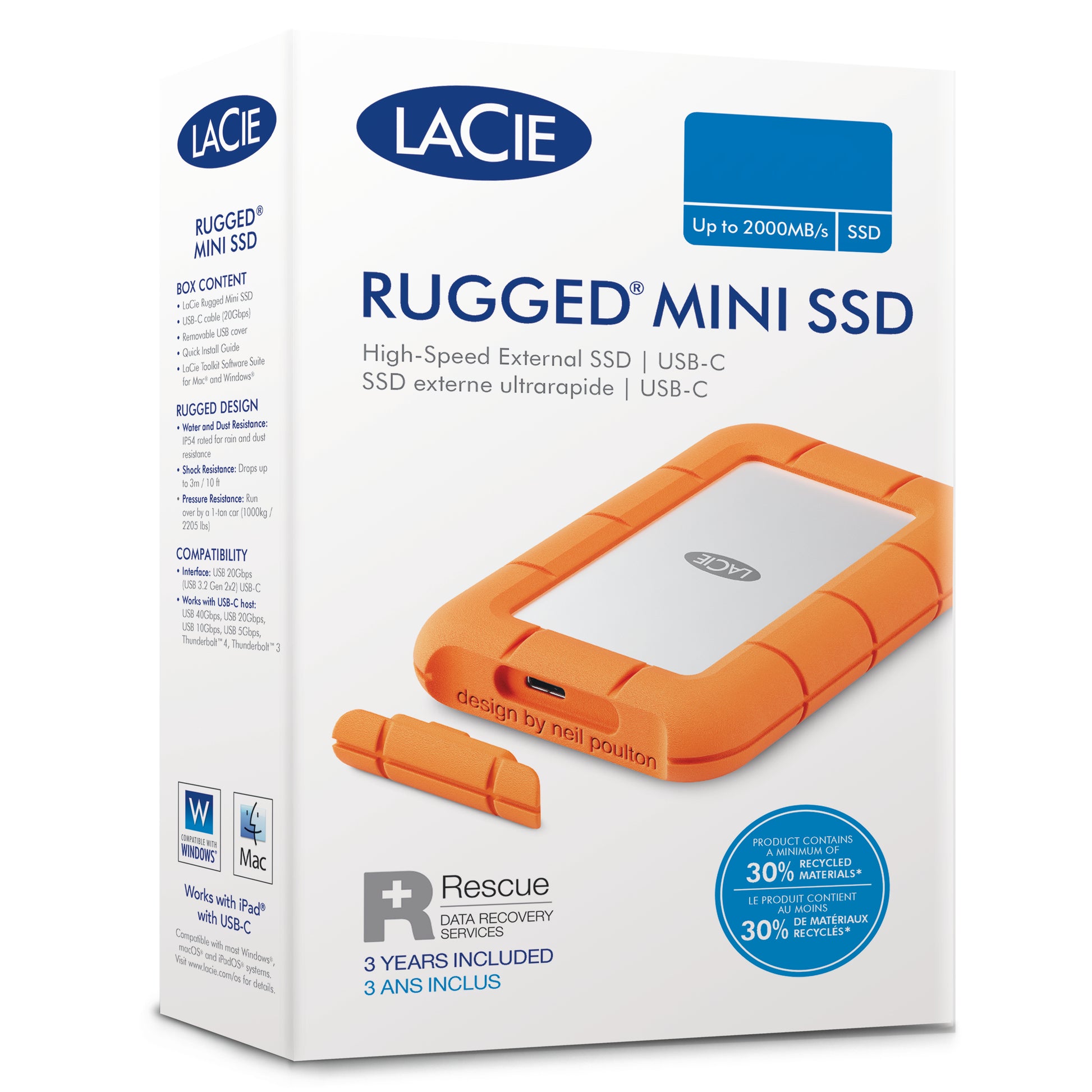 LaCie Rugged Mini Speichergerät – 5 TB, USB 3.0, 2,5"