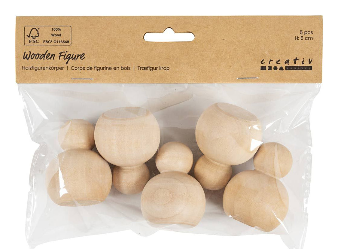 Creativ Company Kegelfigur, Pappel, Beige, 4 × 14 × 18 cm, 5 Stk., FSC, 544182