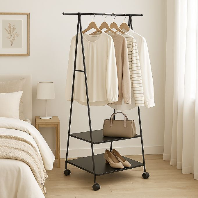 Relaxdays Garderobenständer – Stahl – Schwarz – 1'600 mm