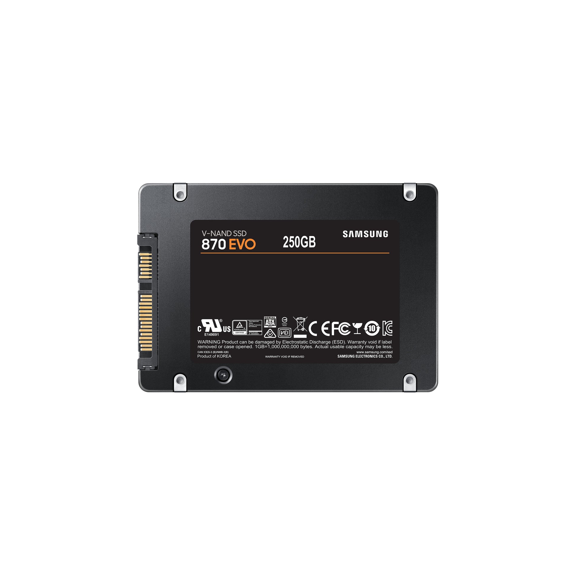 Samsung 870 EVO 250 GB – 2,5" SATA III SSD – 560/530 MB/s, V-NAND, für PC/Laptop