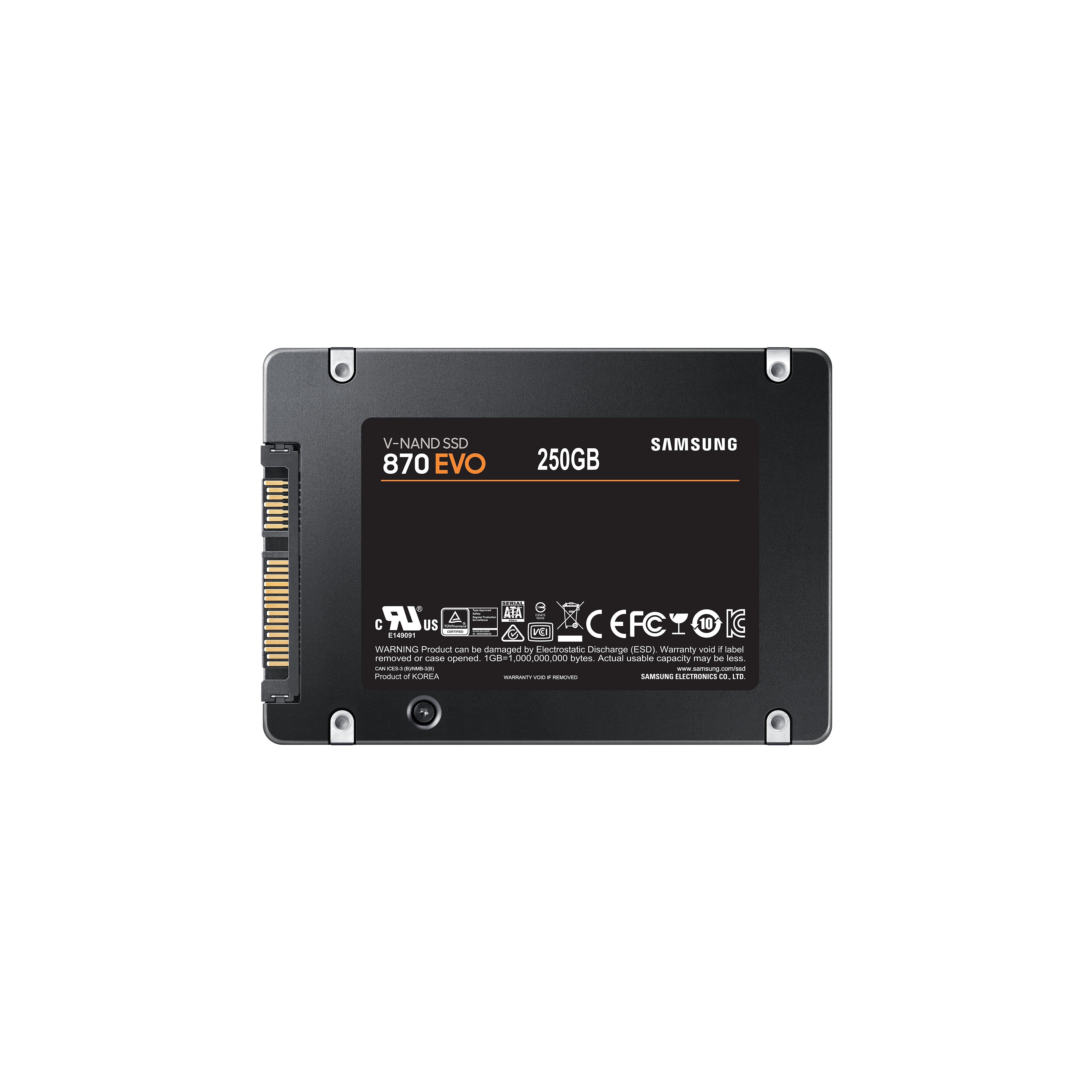 Samsung 870 EVO 250 GB – 2,5" SATA III SSD – 560/530 MB/s, V-NAND, für PC/Laptop