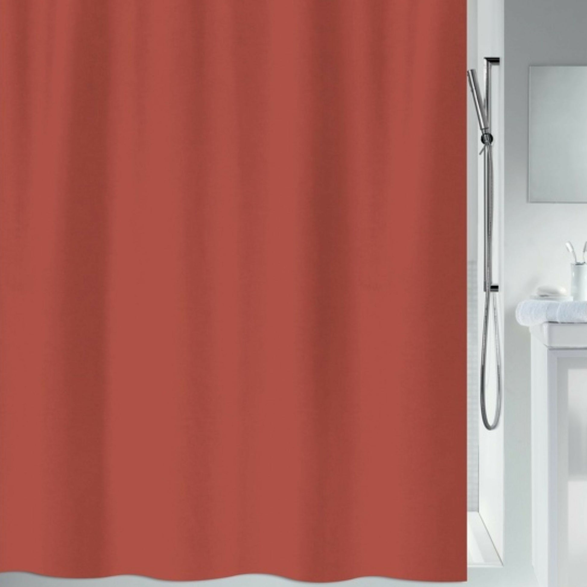 Spirella Duschvorhang – 180×180 cm, Polyester, Terrakotta