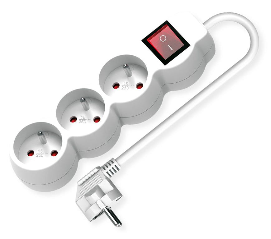 VALUE Steckdosenleiste – 3×Typ E (UTE), 1,5 m, beleuchteter Schalter