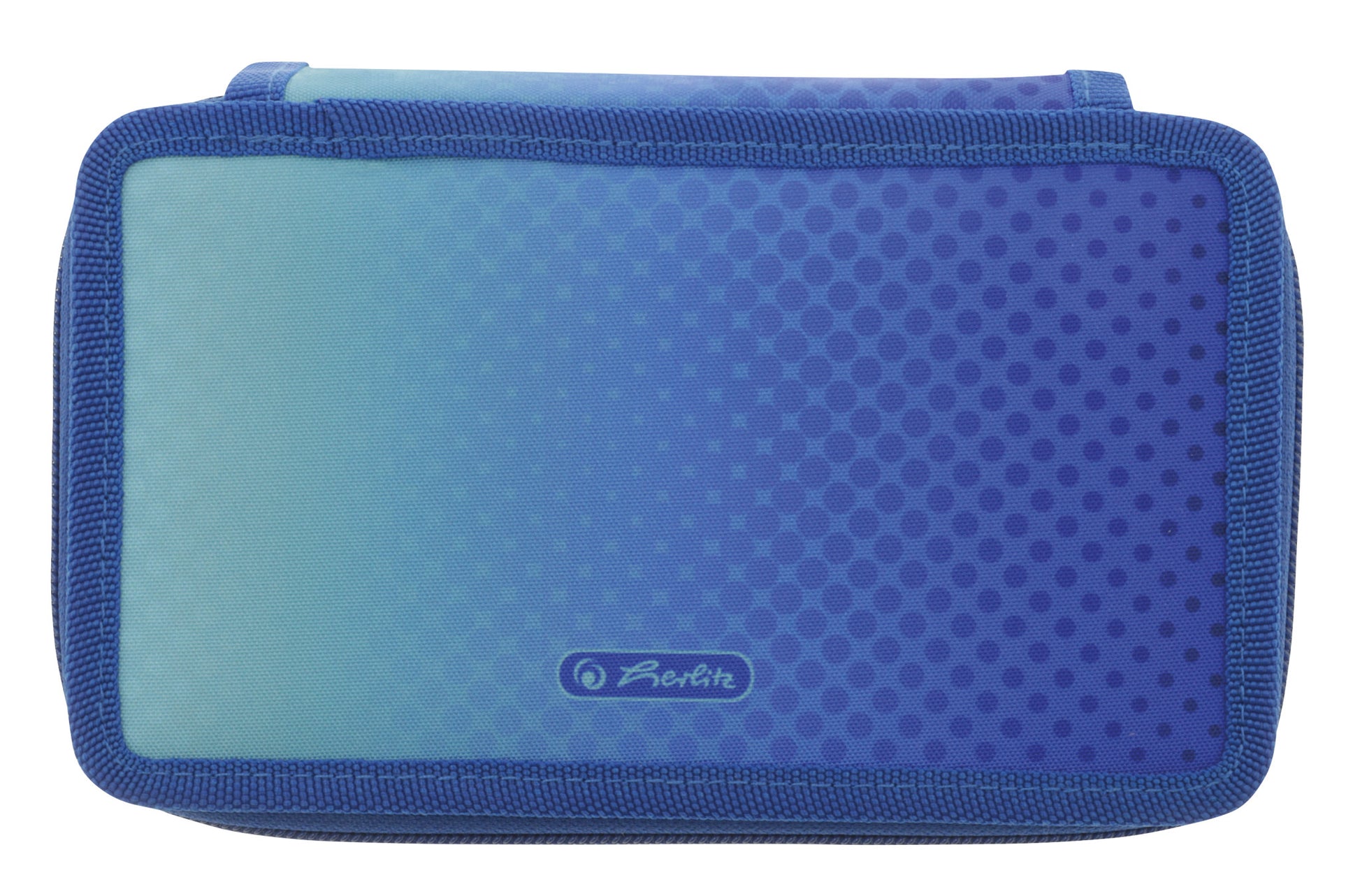 Herlitz TriCase Dip Dye – Schüleretui, gefüllt (31-teilig), 3 Klappen, blau, türkis, 19 × 7 × 11,5 cm
