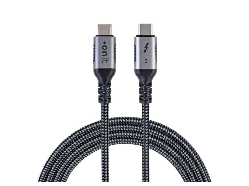 ONIT USB-Kabel – USB-C zu USB-C – Thunderbolt 5 (120 Gbit/s) – 0,5 m – PD 240 W – 16K/60 – Schwarz/Grau