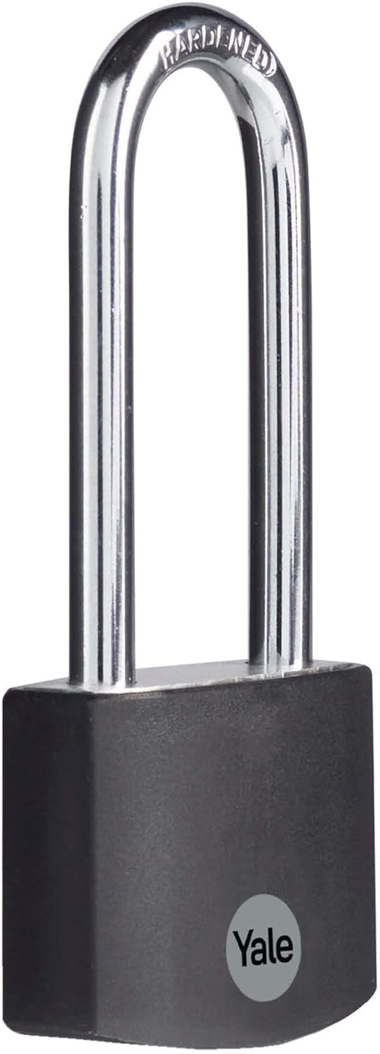 Yale YE3B Mechanisches Vorhängeschloss – Aluminium, Bügel H 56 mm, Ø6 mm, Sicherheitsstufe 1, Innen, Schwarz