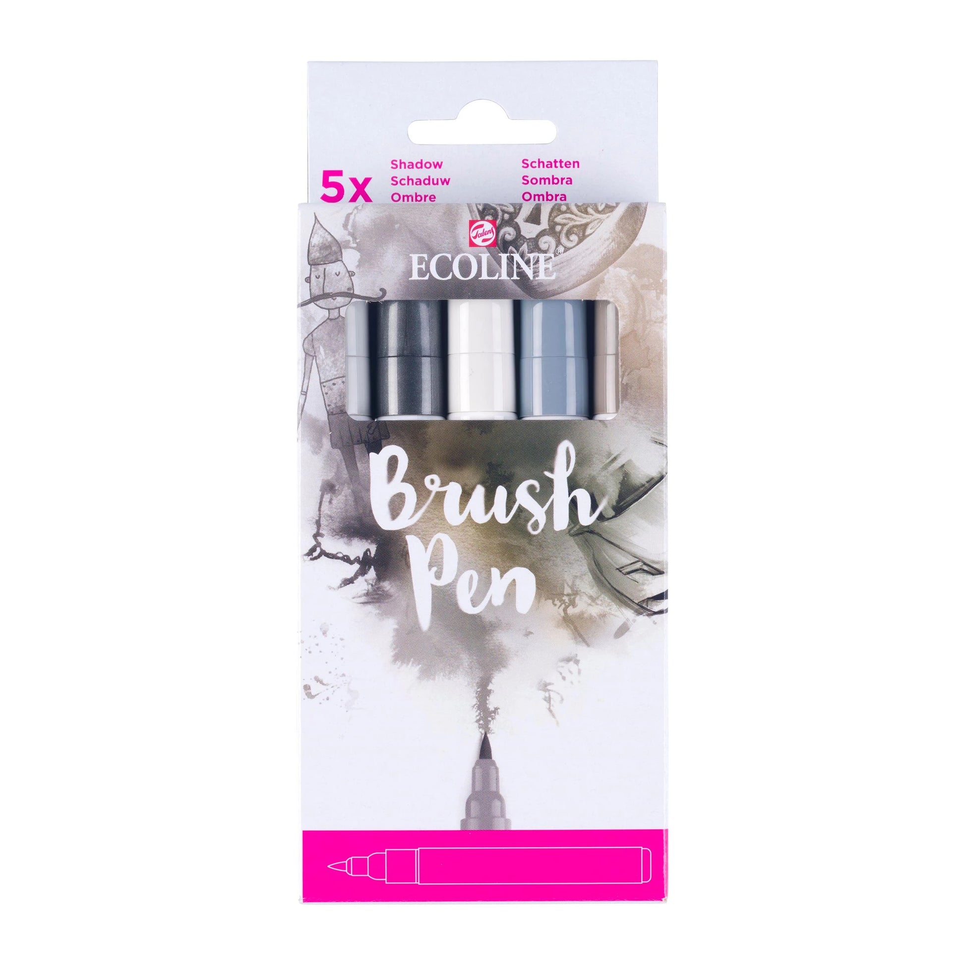 Talens Ecoline Brush Pen – Pinselspitze, wasservermalbar, 5er Set