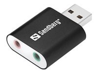 Sandberg USB-Audio-Adapter USB zu Kopfhörer/Mikrofon – Stereo (2,0 Kanäle), 1× Kopfhörer, Mikrofon-Eingang
