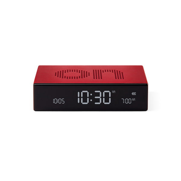 LEXON Flip Premium Digitalwecker – Snooze, USB, 10,4 × 2,6 × 6,5 cm, Rot