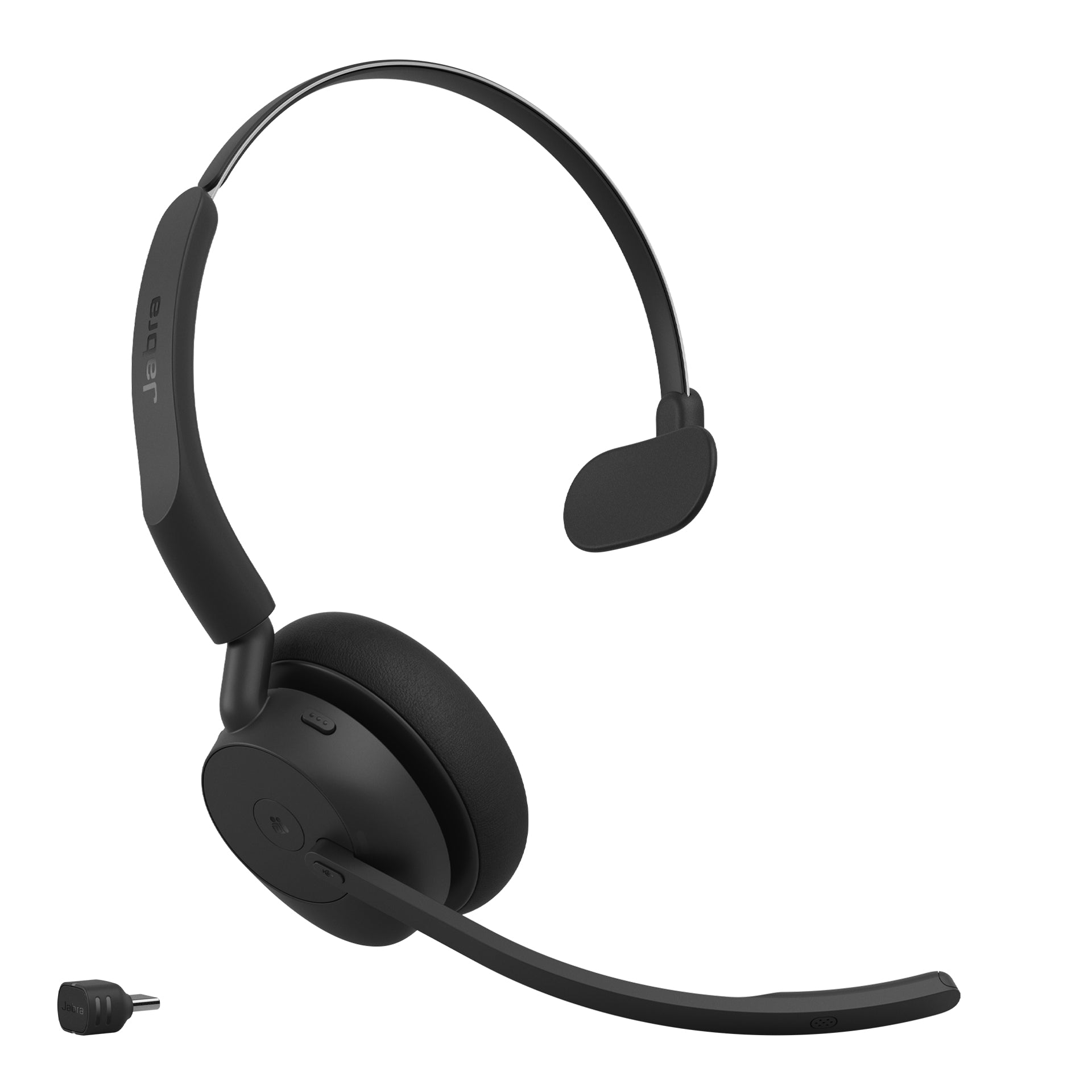 Jabra Evolve3 45 Mono Office-Headset – On-Ear, Mono, BT, MS Teams zertifiziert, mit USB-C-Dongle, Schwarz