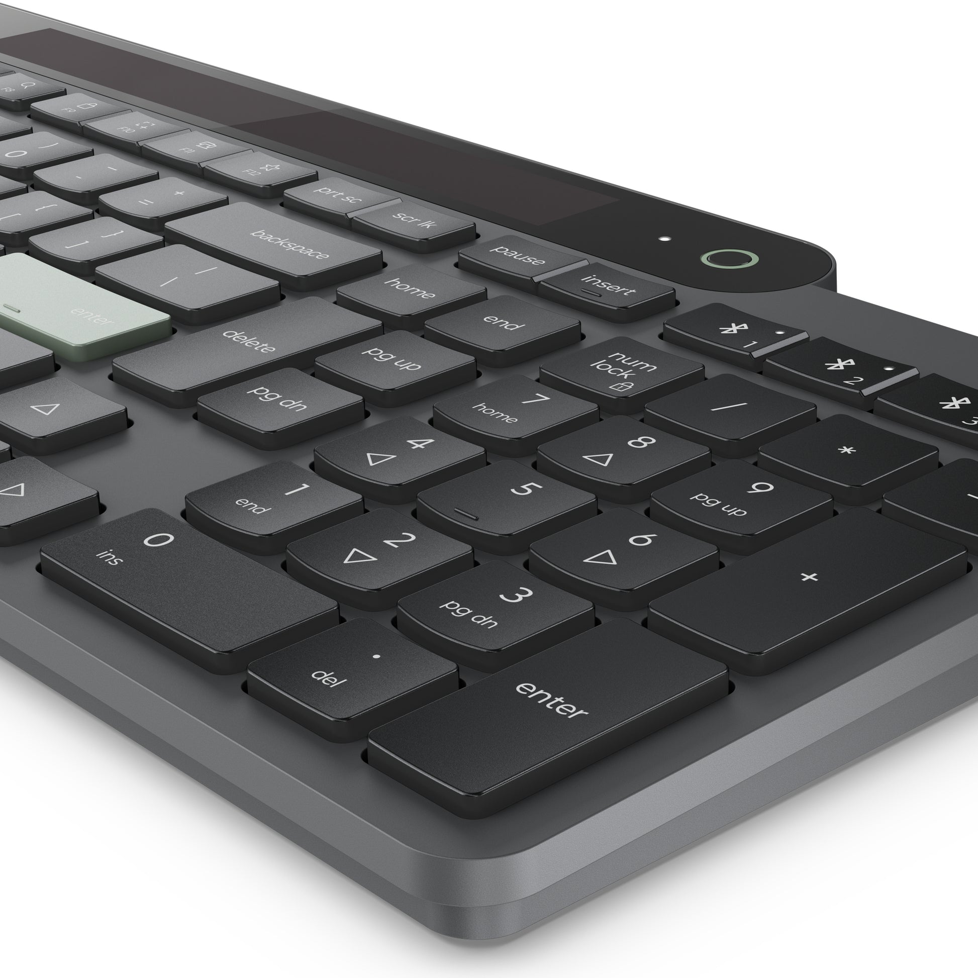 Lenovo Tastatur – Membran – Bluetooth 5,1 – USB-C – QWERTY (US-INT) – Solar, Multi-Device – Schwarz/Grün