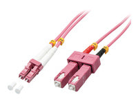 Lindy LWL-Patchkabel – LC–SC, Multimode (OM4, 50/125 µm), 15 m, Duplex, Pink