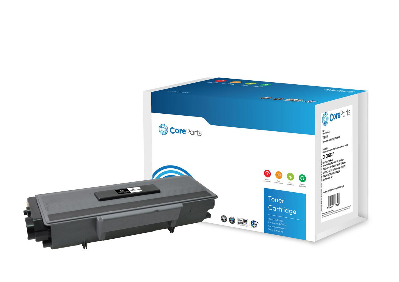 CoreParts TN3280 (APTBTN3280E) Schwarzer Toner – Kompatibel – 8'000 Seiten – für Brother HL-5340/5350/5370 und andere
