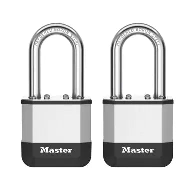 Master Lock Elite Mechanisches Vorhängeschloss – Stahl, Bügel 38×21 mm, Aussen, 2 Stk., Silber
