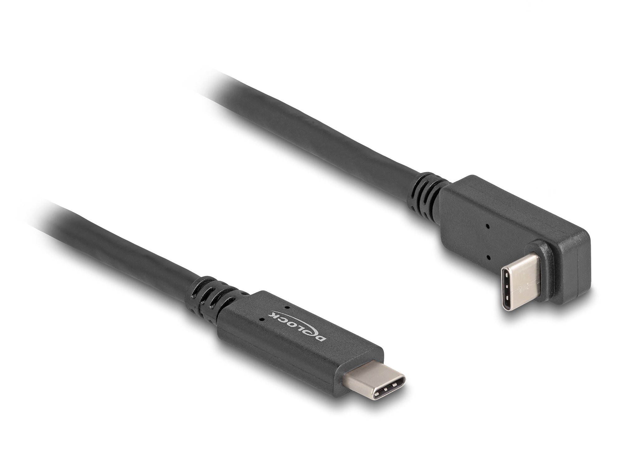DeLOCK USB-C auf USB-C Kabel – USB 3.2 Gen 2 (10 Gbit/s) – 1 m – PD 60 W – Abgewinkelt – Schwarz