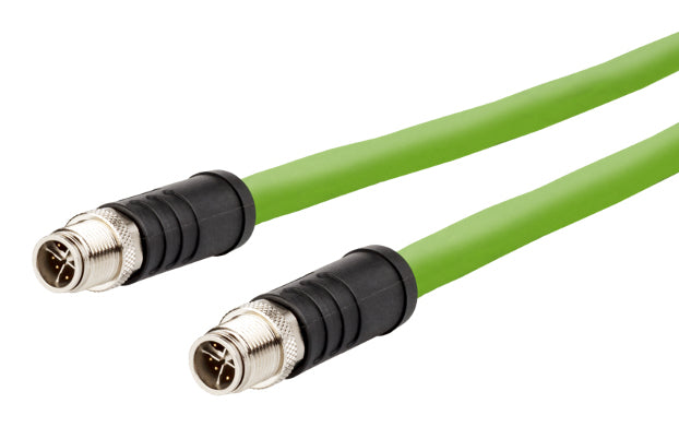 METZ CONNECT M12-Verbindungsleitung – M12-Stecker–M12-Stecker, X-kodiert, 8-pol, Cat6A S/FTP, 10 m, IPX7