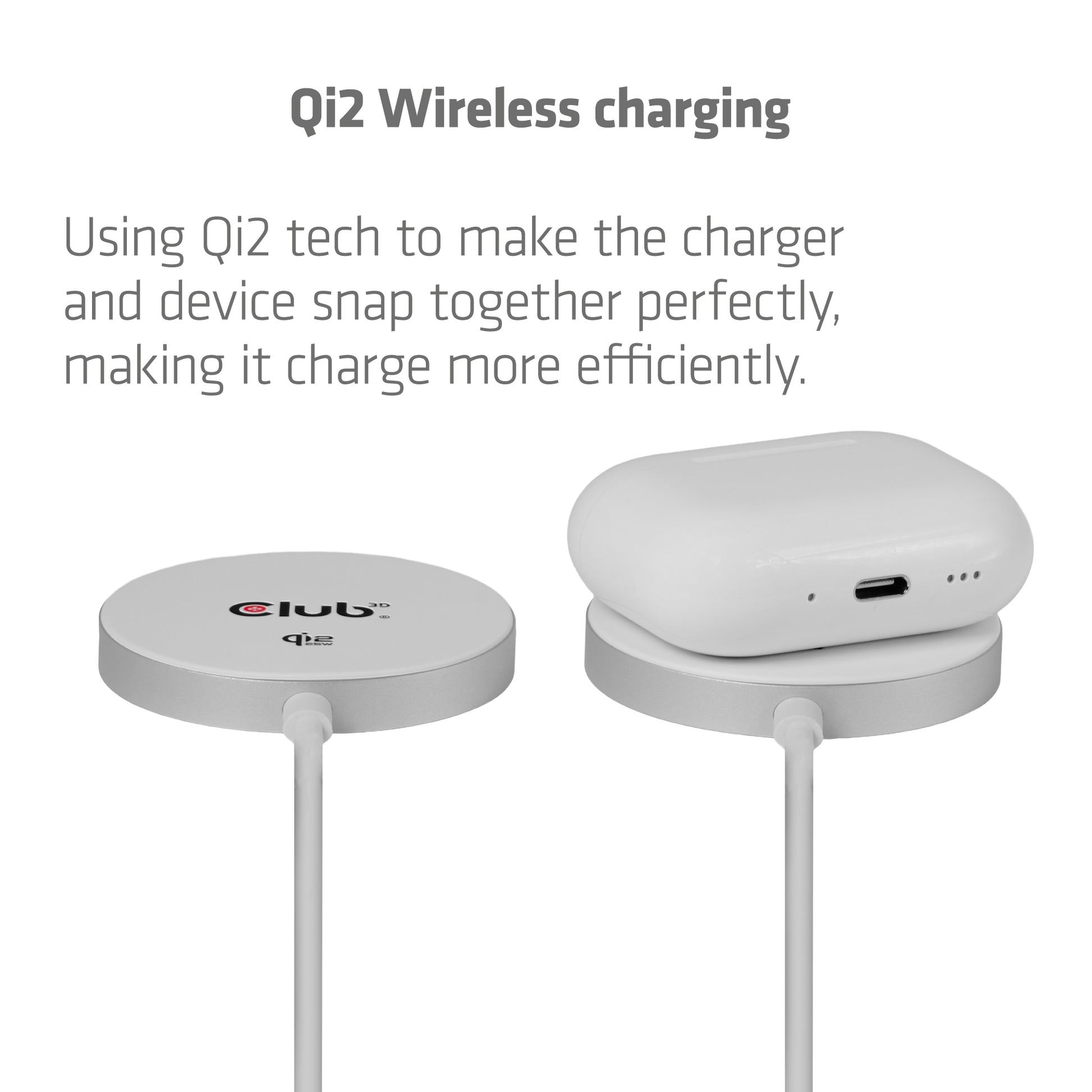 CLUB3D Club 3D CAC-3026 Kabelloses Ladegerät 25 W – Qi2, MagSafe-kompatibel – USB-C×1 – für Smartphones – Weiss
