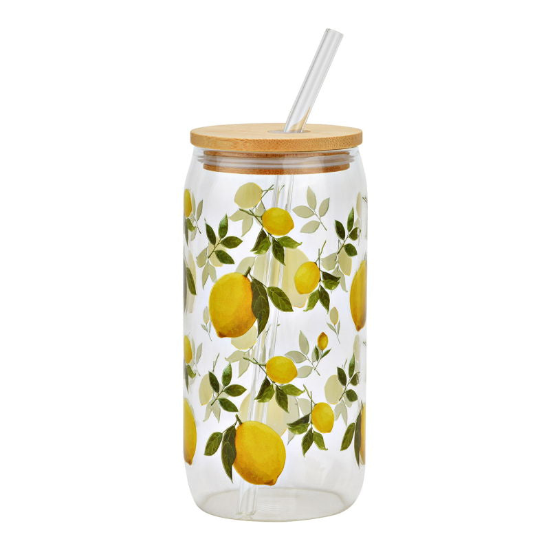 G. Wurm Trinkglas – 500 ml, Ø 8 cm, H 15 cm, Glas, Transparent, mit Strohhalm