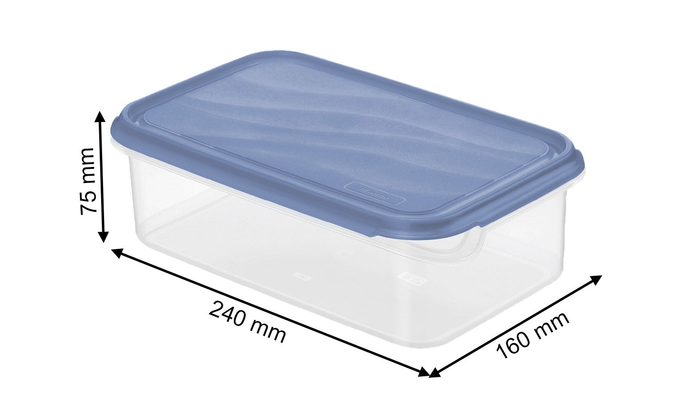 Rotho Vorratsdose 1,5 l, 16 × 24 × 7,5 cm, Kunststoff, transparent/blau