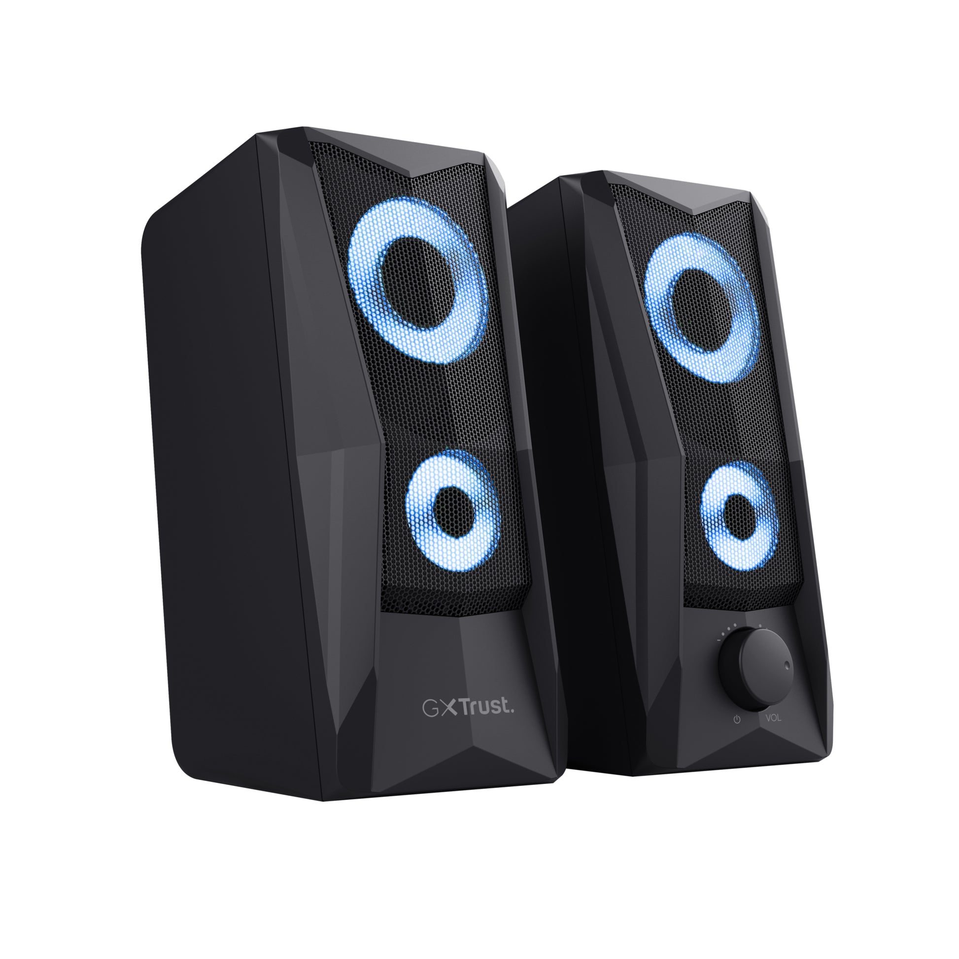 Trust GXT 606 JAVV – PC-Lautsprecher – 2.0, 12 W, 3,5 mm, LED-Beleuchtung, Schwarz