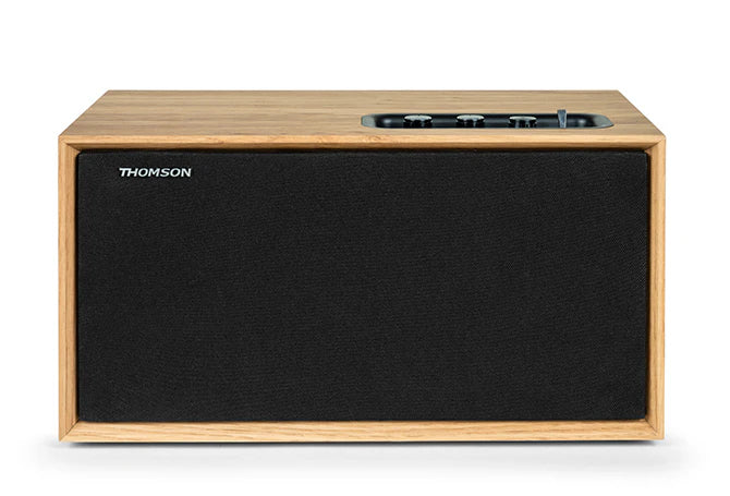 Thomson WS502 – Aktivlautsprecher – 3-Wege, 100 W, Schwarz/Holz