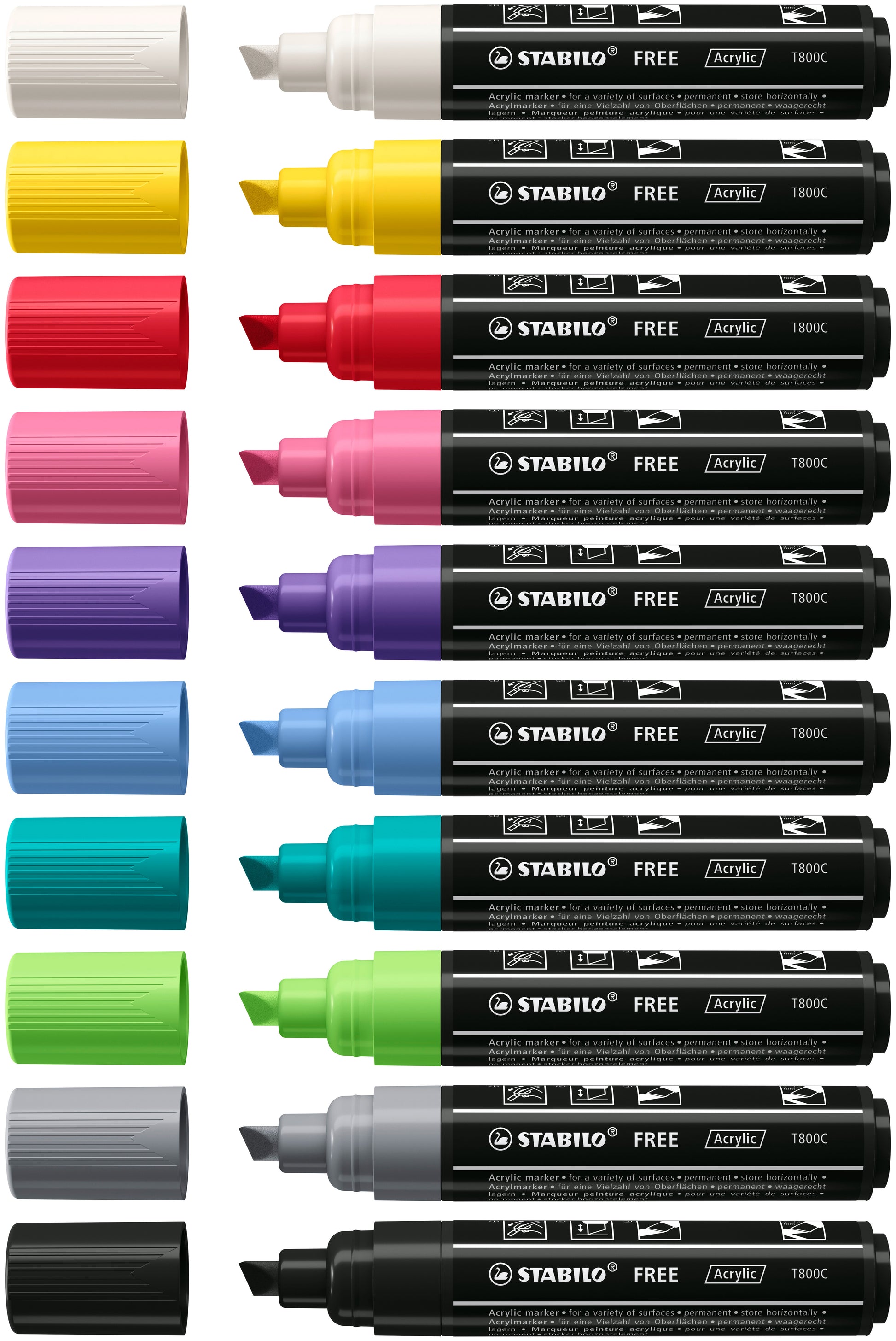 Stabilo Acrylmarker – mehrfarbig, 5er Set