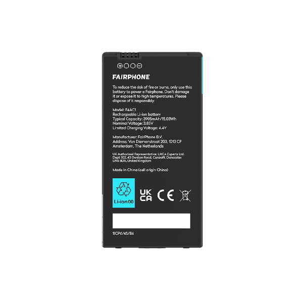 Fairphone Akku – für Fairphone 4, 3,85 V, 3905 mAh – Schwarz