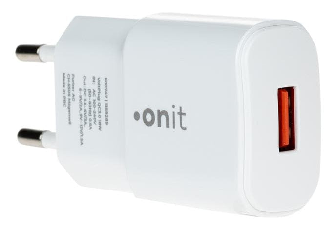 ONIT F00747 USB-Ladegerät 18 W – USB-A×1 – QC 3.0, PD – EU-Stecker (Typ C), Weiss