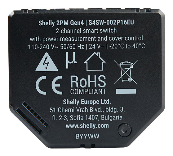 Shelly 2PM Gen4 – Schaltaktor – 2 Kanäle, Leistungsmessung – für Alexa, Google Home, Home Assistant