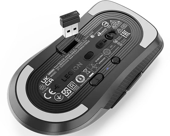 Lenovo M600S Gaming-Maus – kabellos, Bluetooth + 2,4 GHz, USB-C, 19'000 dpi, 6 Tasten, beidhändig, grau
