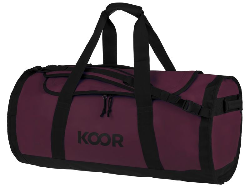 KOOR Sporttasche Sooma – 70 l, aus rPET, dunkelrot, 38,5 × 38,5 × 73 cm