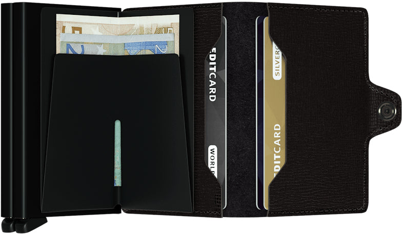 Secrid Kartenetui Twinwallet – RFID-Schutz, 12 Karten – 70×102×25 mm – Schwarz, Leder