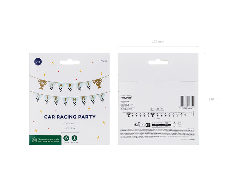 PartyDeco Fahnenbanner Happy Birthday – mehrfarbig – 250 × 13 cm – Papier – 1 Stück