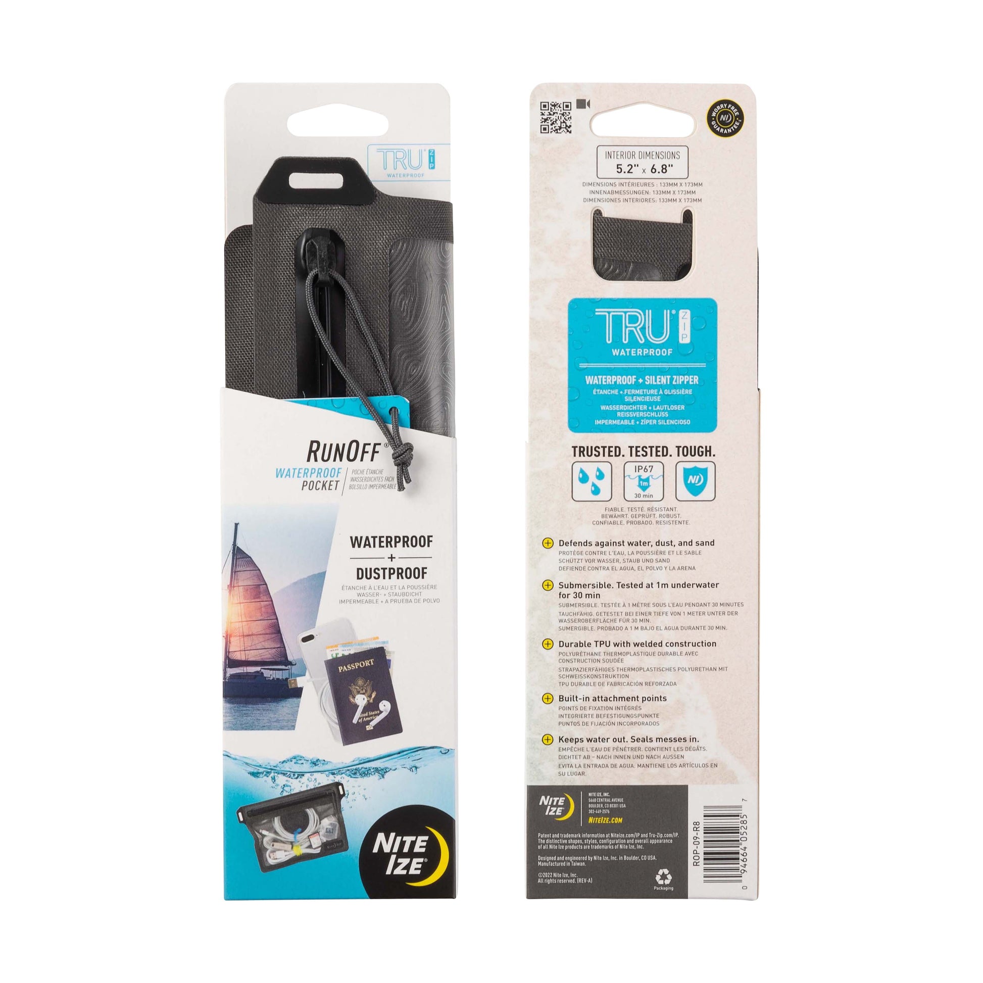 Nite Ize Wasserdichter Beutel – IP67, Reissverschluss – 0,4 l – Schwarz – 1 Stk.