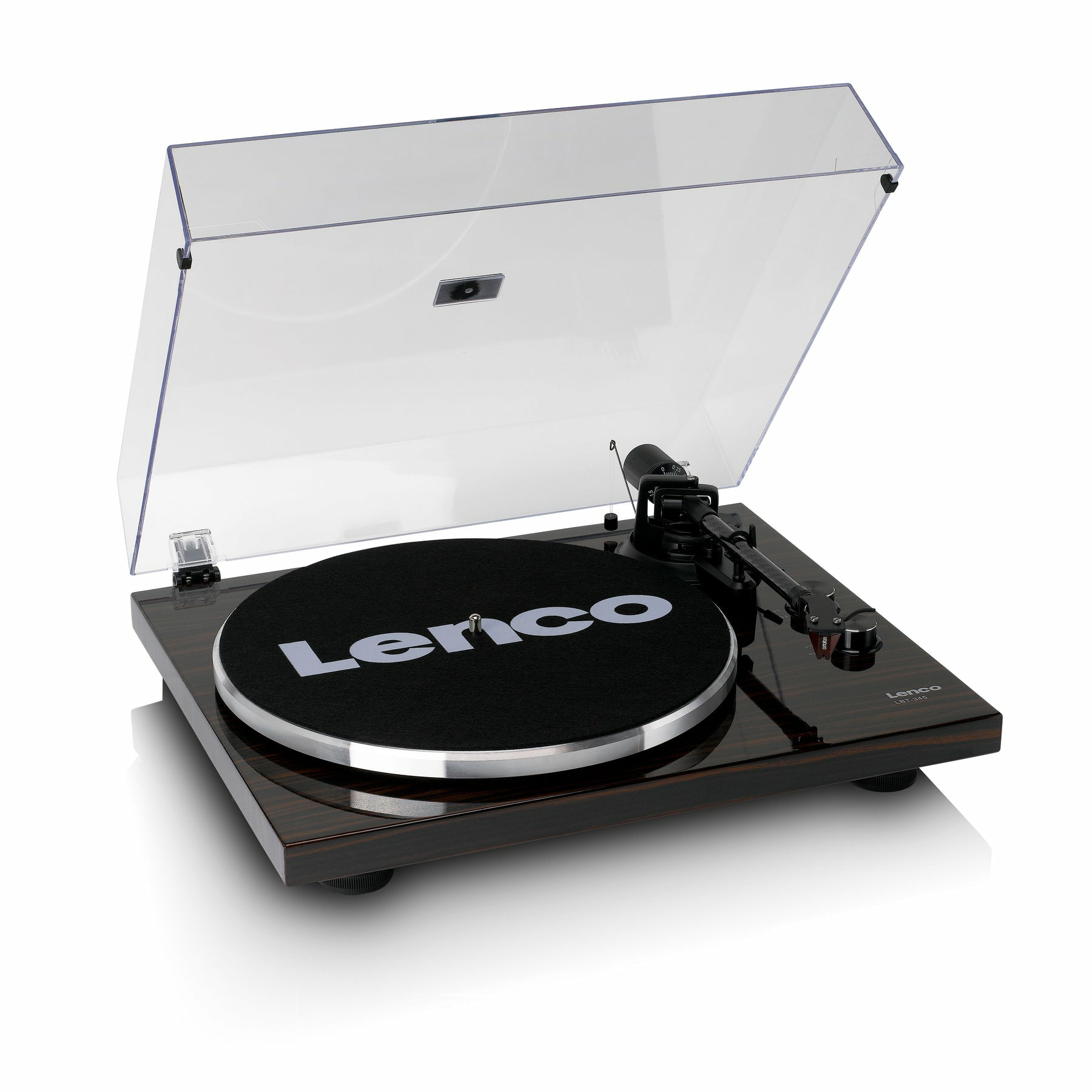 Lenco LBT-345WA – Plattenspieler (Riemenantrieb, manuell), Bluetooth, 33⅓/45 U/min – Walnuss