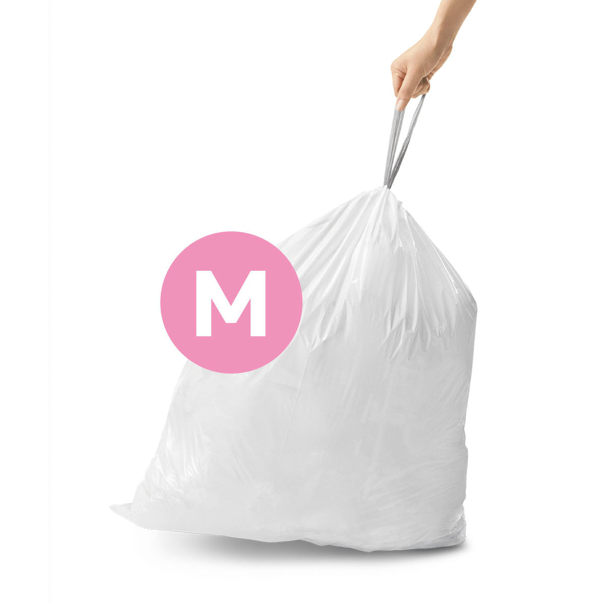 simplehuman Kehrichtsack für Code M – 45 l, mit Zugband, PE, weiss, 779 × 553 mm, 100 Stk