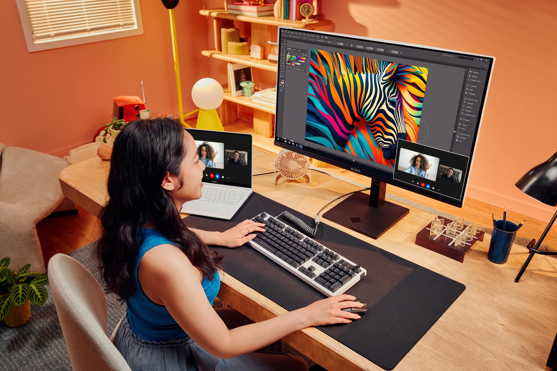 HP OMEN Transcend 32 – 31,5", 3840 × 2160 (4K), OLED, 240 Hz, USB-C 140 W, KVM, DisplayHDR 400