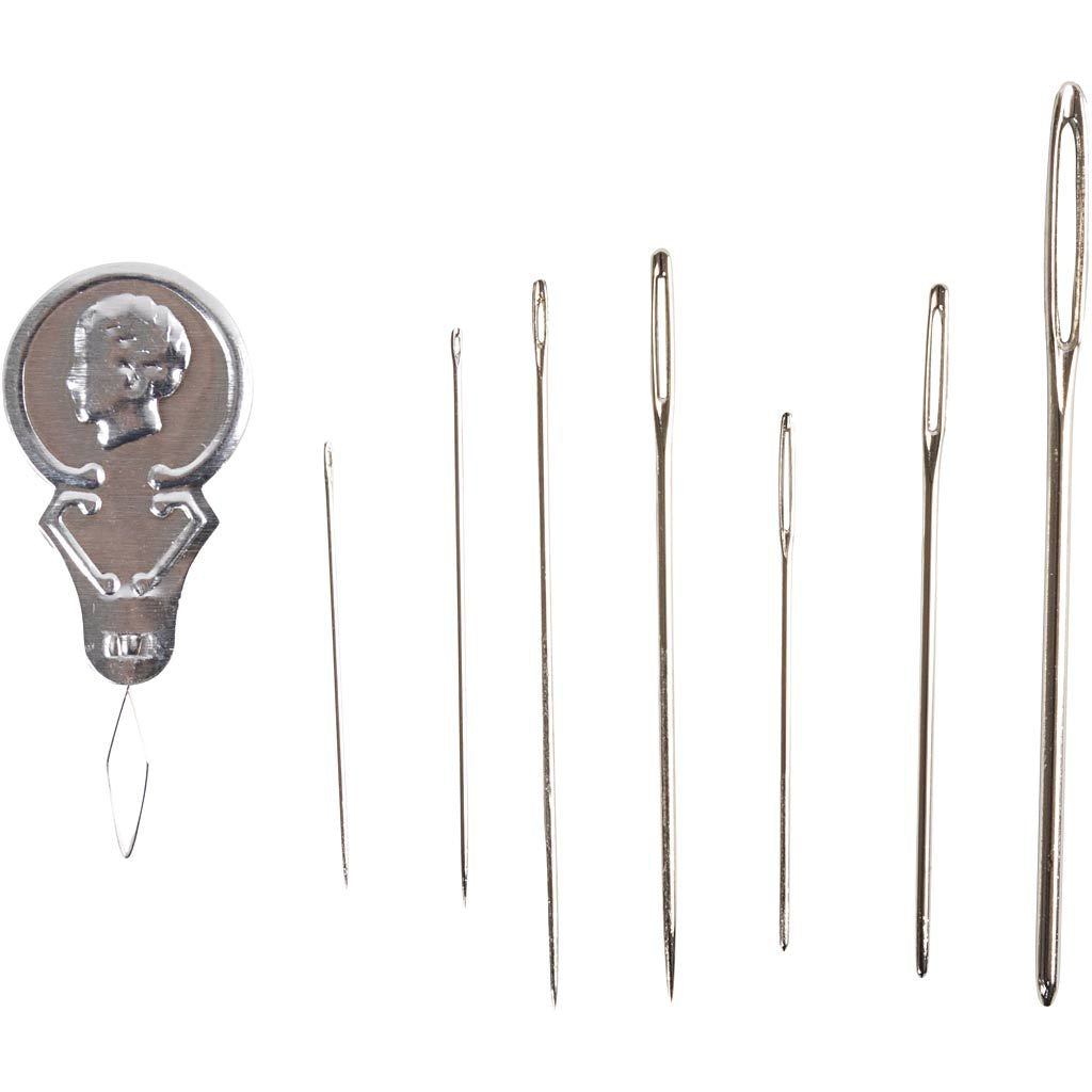Creativ Company Nähnadel-Set – 38/70 mm, Metall, Silber, 8 Stück, für Handnähen